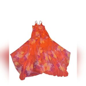 Halston strap dress Size 2 evening dress Orange Multicolors